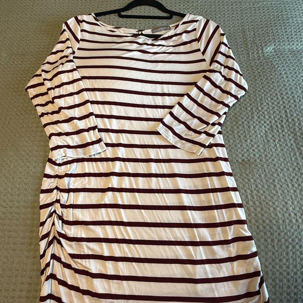 Loveappella Cream Ruched 3/4 Sleeve Blouse